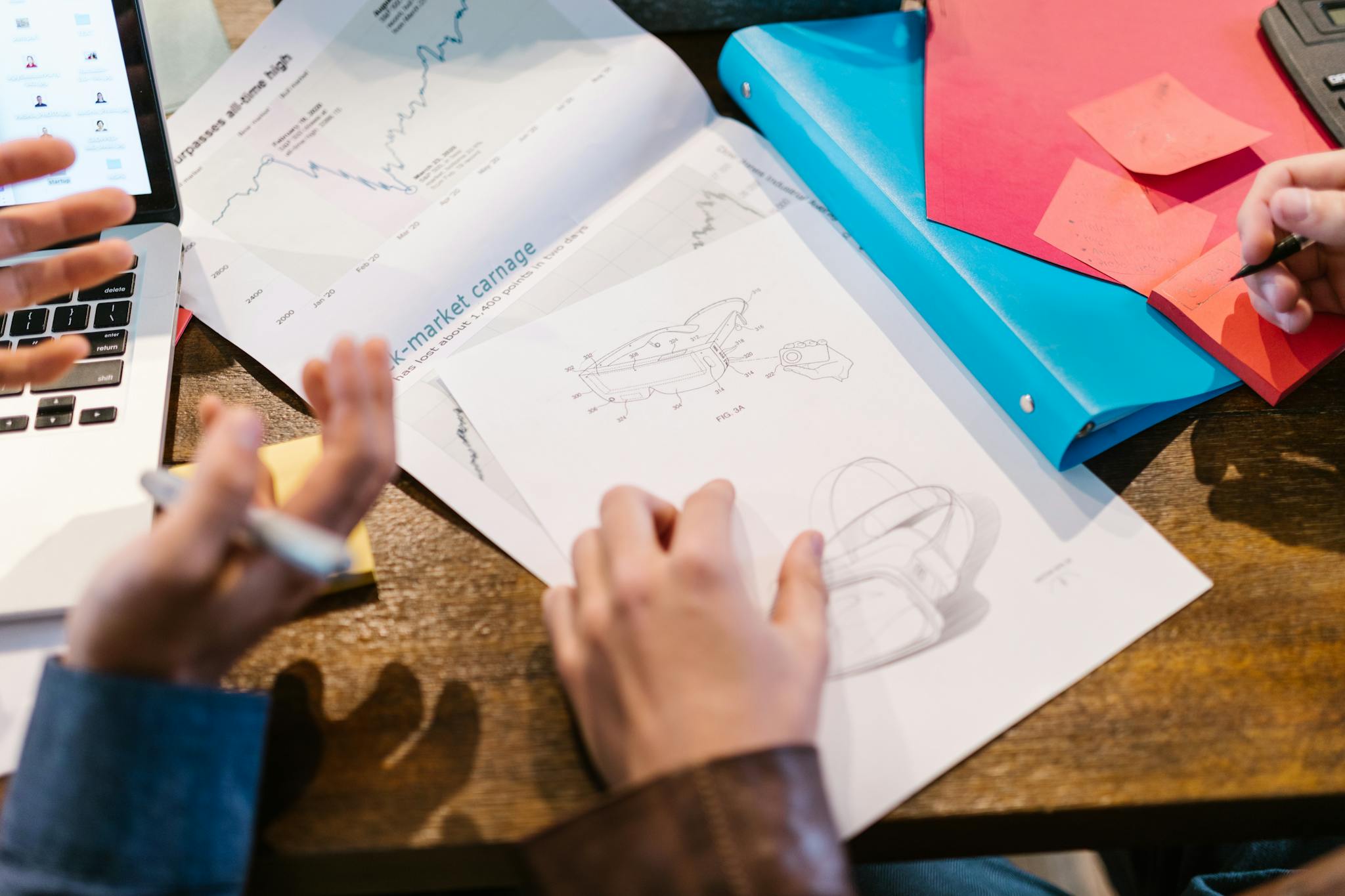 team working on innovative design with graphs